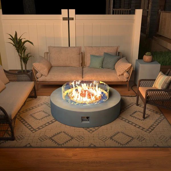 Wilfrid 17.5'' H x 40.5'' W Concrete Propane Outdoor Fire Pit Table | Wayfair North America