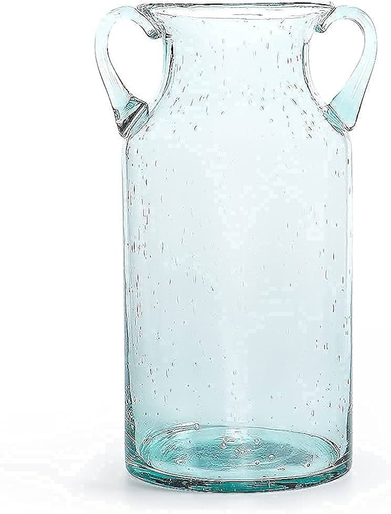 Decorative Glass Vase 11" Tall, Bubble Air Flower Vase with Handles, Handblown Jug Vase for Dinin... | Amazon (US)