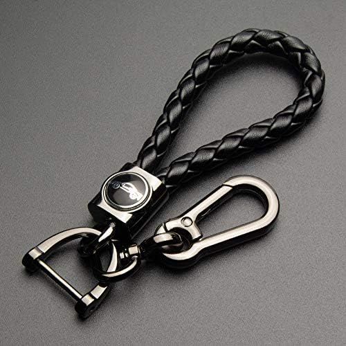 TANGSEN Black Rope Leather Car Keychain Handmade Cord Knit Sheepskin Wrist Strap Plating Metal Sturd | Amazon (US)