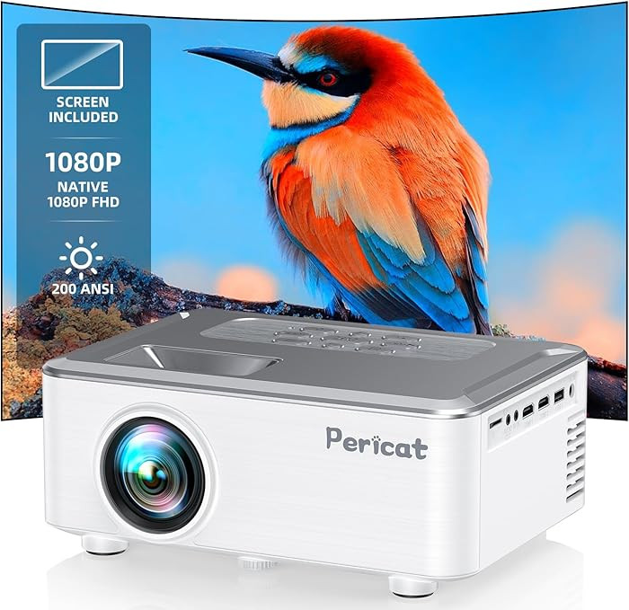 Projector with WIFI and Bluetooth, Outdoor Projector with 100” Screen, Pericat 200 ANSI 1080P H... | Amazon (US)