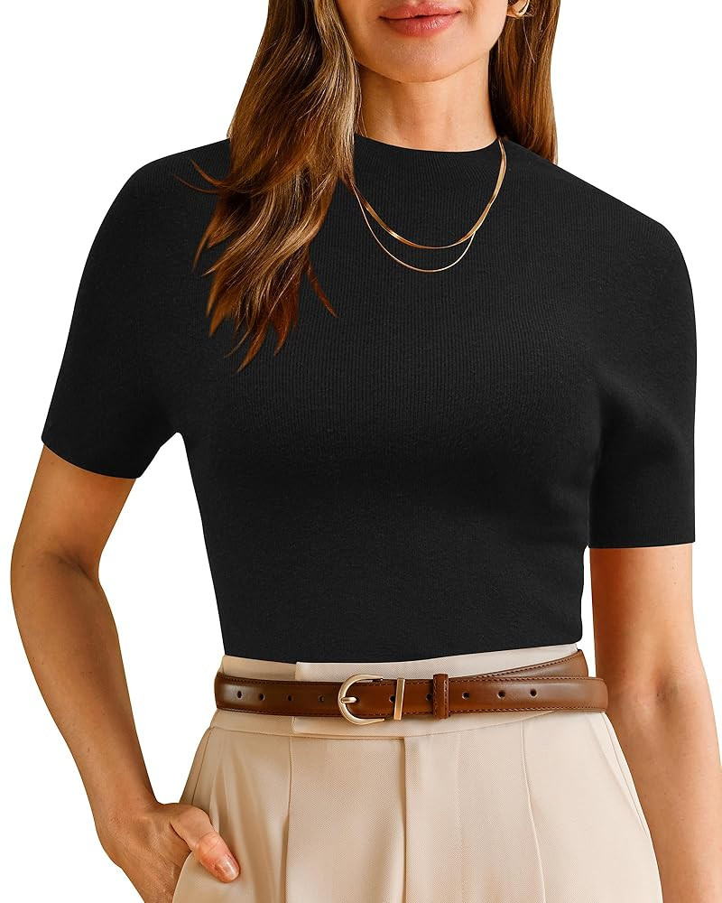 Arach&Cloz Women's Wool Blend Summer Fall Seamless Rip Resistant Tops Opaque Shirts | Amazon (US)