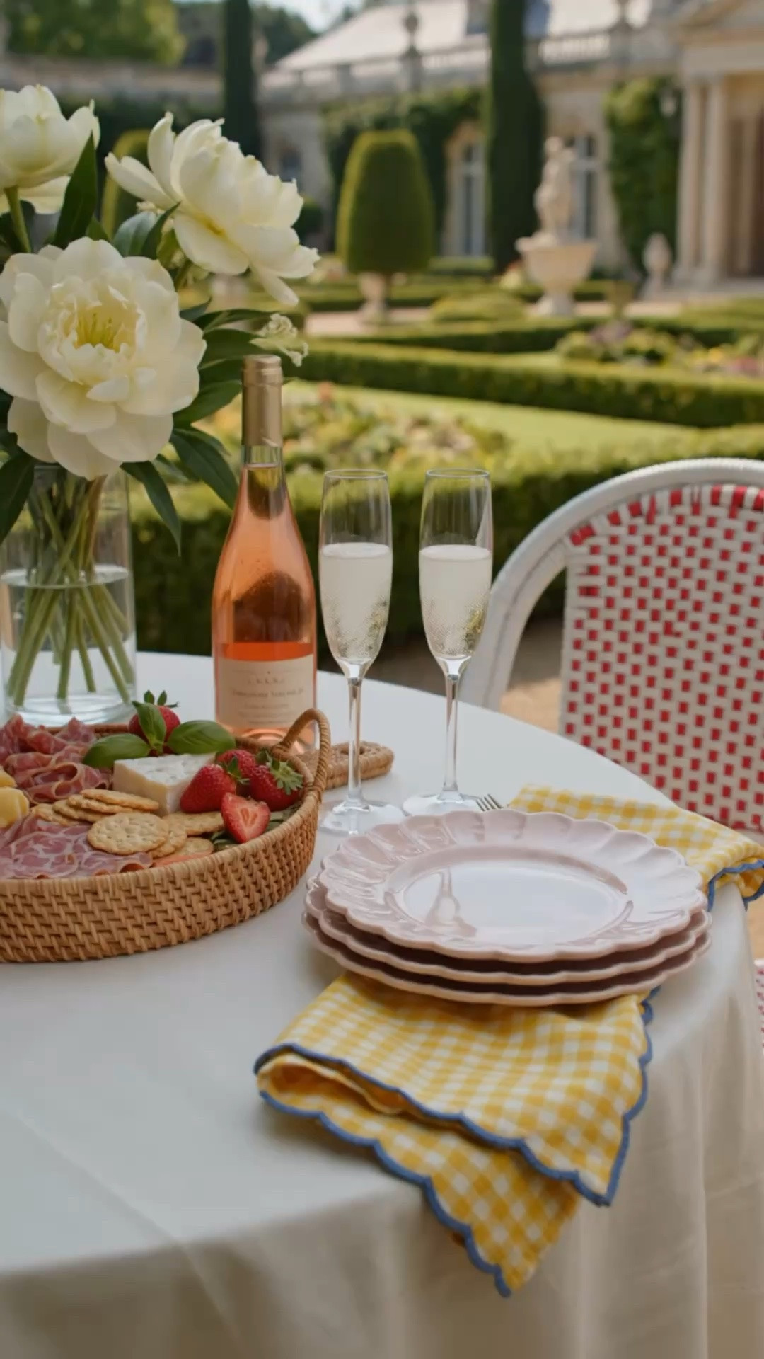 Sunset cocktail hour in the backyard ✨

As the sun begins to dip, everything feels a little softer—the champagne sparkles a little brighter, the flowers glow in the golden light, and conversations linger just a little longer.

A simple summer table is all you need: a crisp white tablecloth, cheerful gingham napkins, delicate fluted glasses, a woven serving tray filled with seasonal bites, and a fresh floral arrangement that brings the garden right to the table. Paired with classic bistro seating, it creates that effortless European garden feeling without ever leaving home.

This is my favorite kind of summer entertaining—unhurried, beautiful, and just enough to make an ordinary evening feel special.

Featured favorites:
• Fluted champagne glasses
• Woven serving tray
• Floral arrangement
• White tablecloth
• Bistro table & bistro chairs
• Table linens & scalloped napkins

Because summer isn’t about rushing from one thing to the next—it’s about slowing down long enough to enjoy the sunset.

#backyardentertaining #cocktailhour #summerentertaining #bistrotable #bistrochair #flutedglass #tablelinen #tablescape #whitetablecloth #napkinstyle #floralarrangement #outdoorliving #gardenparty #summergathering #backyarddining #frenchgarden #entertainingessentials

#LTKHome #LTKSaleAlert #LTKSeasonal