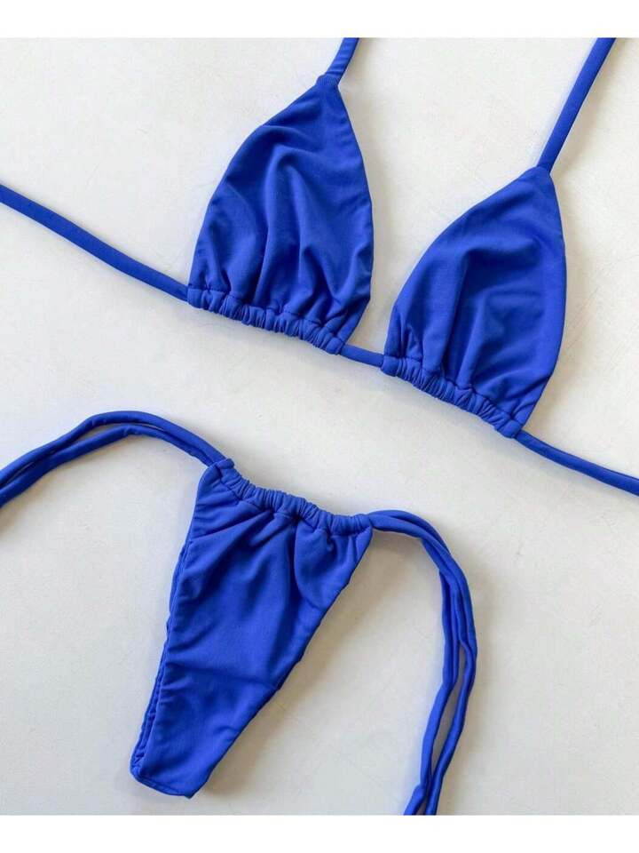 Conjunto De Biquini Cortininha Amarração Moda Gringa Fio Dental Regulavel | SHEIN