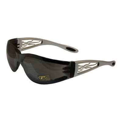 Heat 4440 Mirrored Motorcycle Sunglasses with Silver Lenses/Silver Frame/Metal Flames | Target
