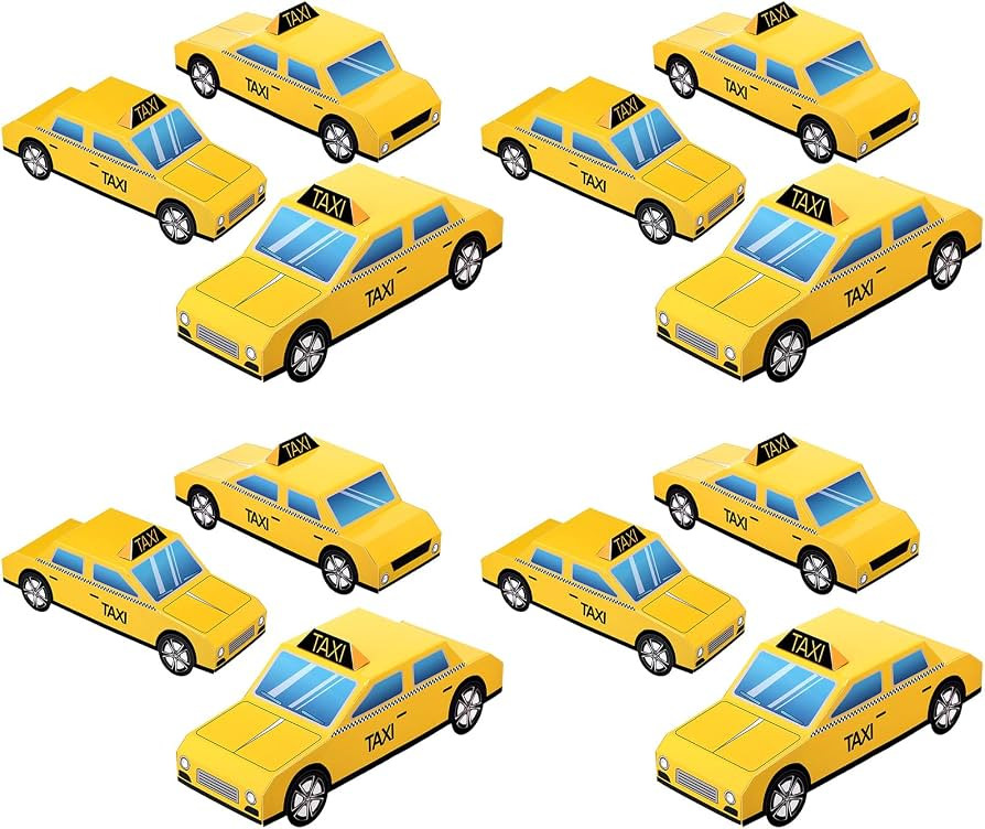 12 Pcs New York Party Decorations Nyc City 3D Taxi Cab Centerpieces 3. 5" x 10. 5" Yellow Cars Ta... | Amazon (US)
