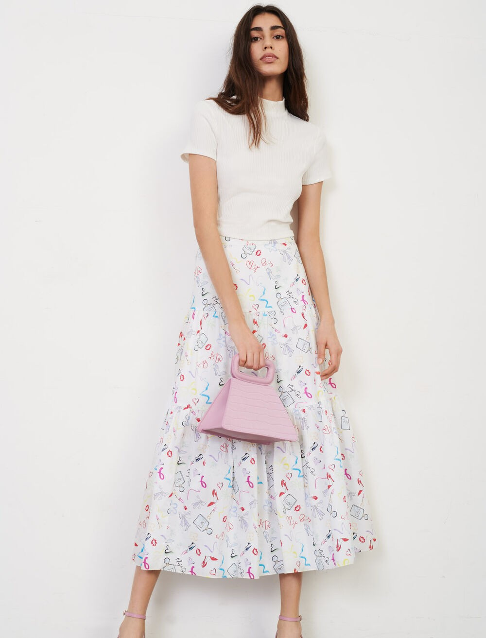 Printed cotton skirt | Maje (US)