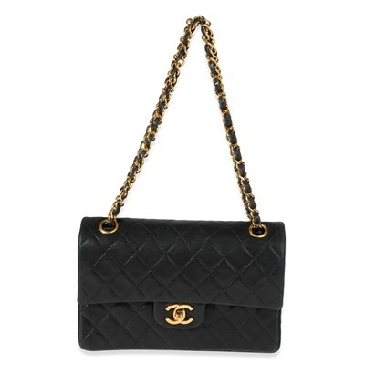 Chanel Vintage Black Quilted Lambskin Small Classic Double Flap Bag | eBay US