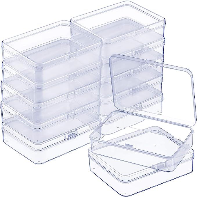 SATINIOR 12 Pack Clear Plastic Beads Storage Containers Box with Hinged Lid for Beads and More (4... | Amazon (US)