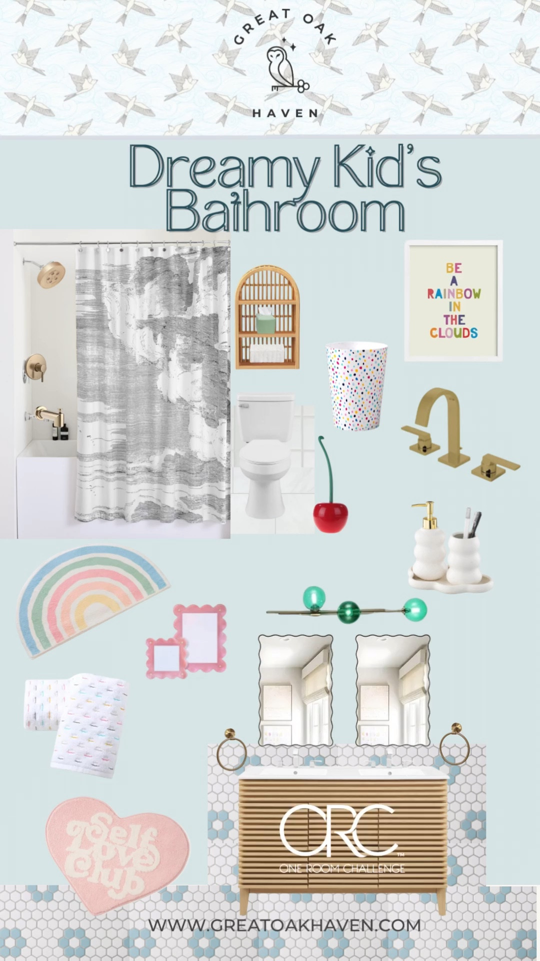 🩵 Dreamy Kid’s Bathroom details! 

🕊️ Shop all the decor from the floral mosaic tile to the dreamy ceiling wallpaper here! 

#LTKHome #LTKKids #LTKFamily