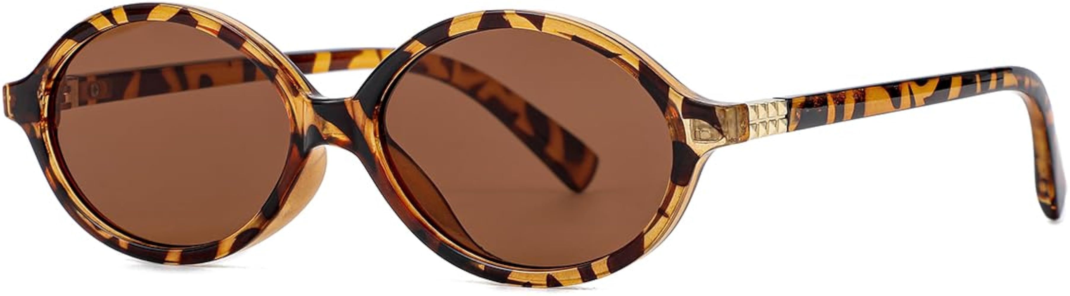 JOVAKIT Retro Oval Sunglasses for Women Vintage Fashion 90s Small Oval Frame Sun Glasses Oval Eye... | Amazon (US)
