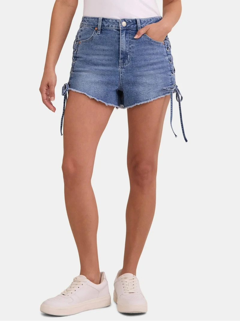 Madden NYC Women's High Rise Lace Up Cheeky Shorts, Sizes 00-18 | Walmart (US)