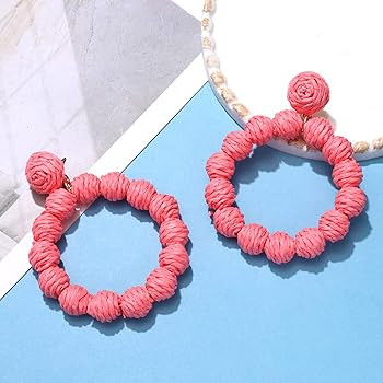 Rattan Earrings Rattan Ball Hoop Dangle Earrings for Women Handmade Bohemia Earrings Braid Straw ... | Amazon (US)