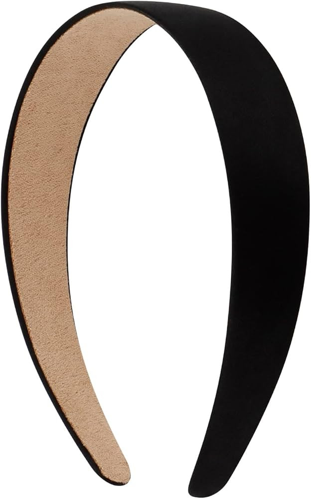 VELSCRUN Headbands for Women Girls 1.3 Inch Satin Black Headband Wide Head Bands for Women's Hair... | Amazon (US)
