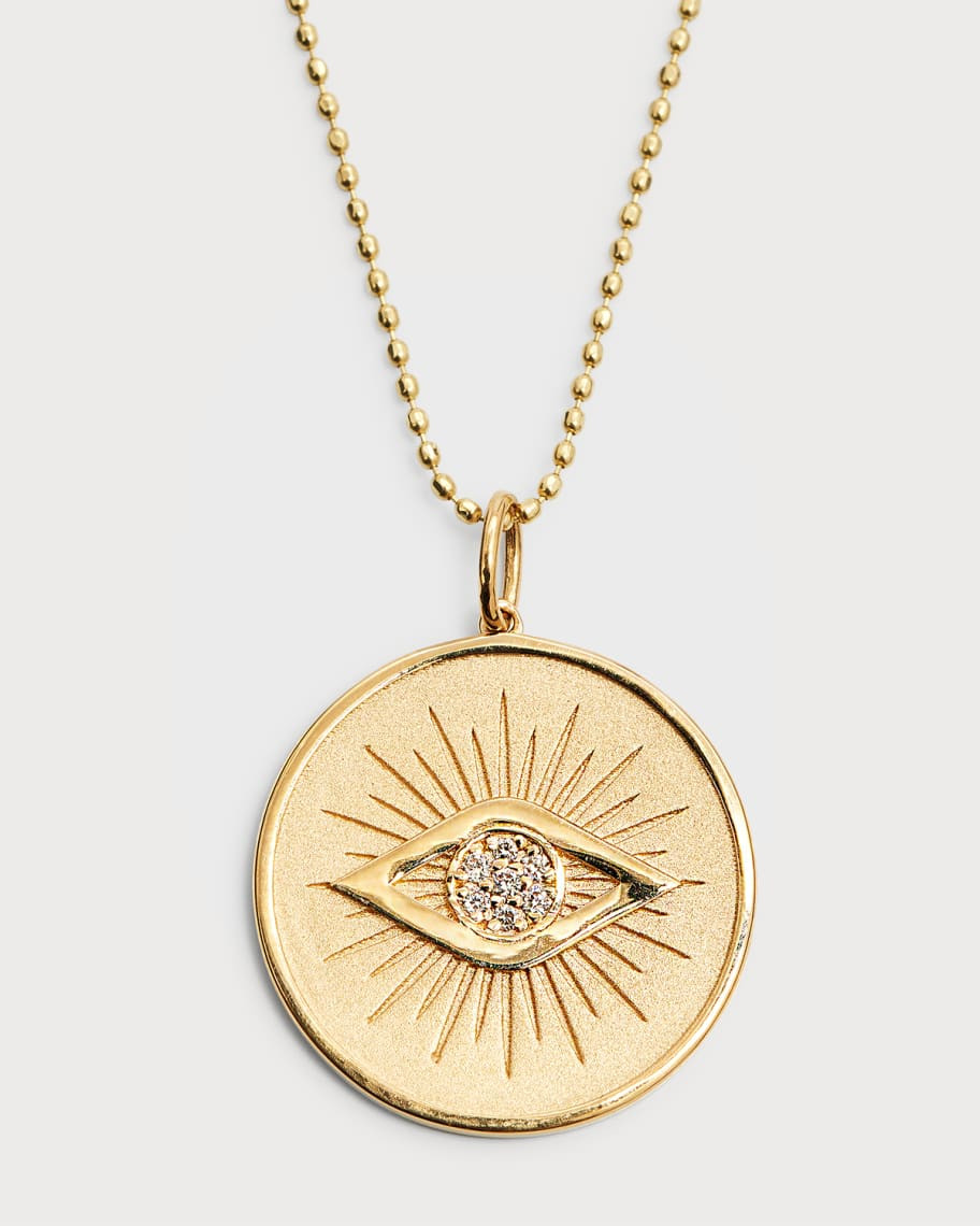 Sydney Evan 14k Diamond Evil Eye Coin Necklace | Neiman Marcus