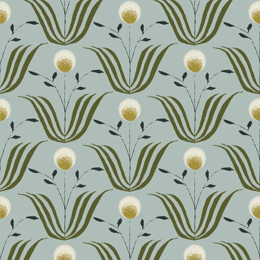 Spring Bloom - Ash Blue Floral Wallpaper | Mitchell Black