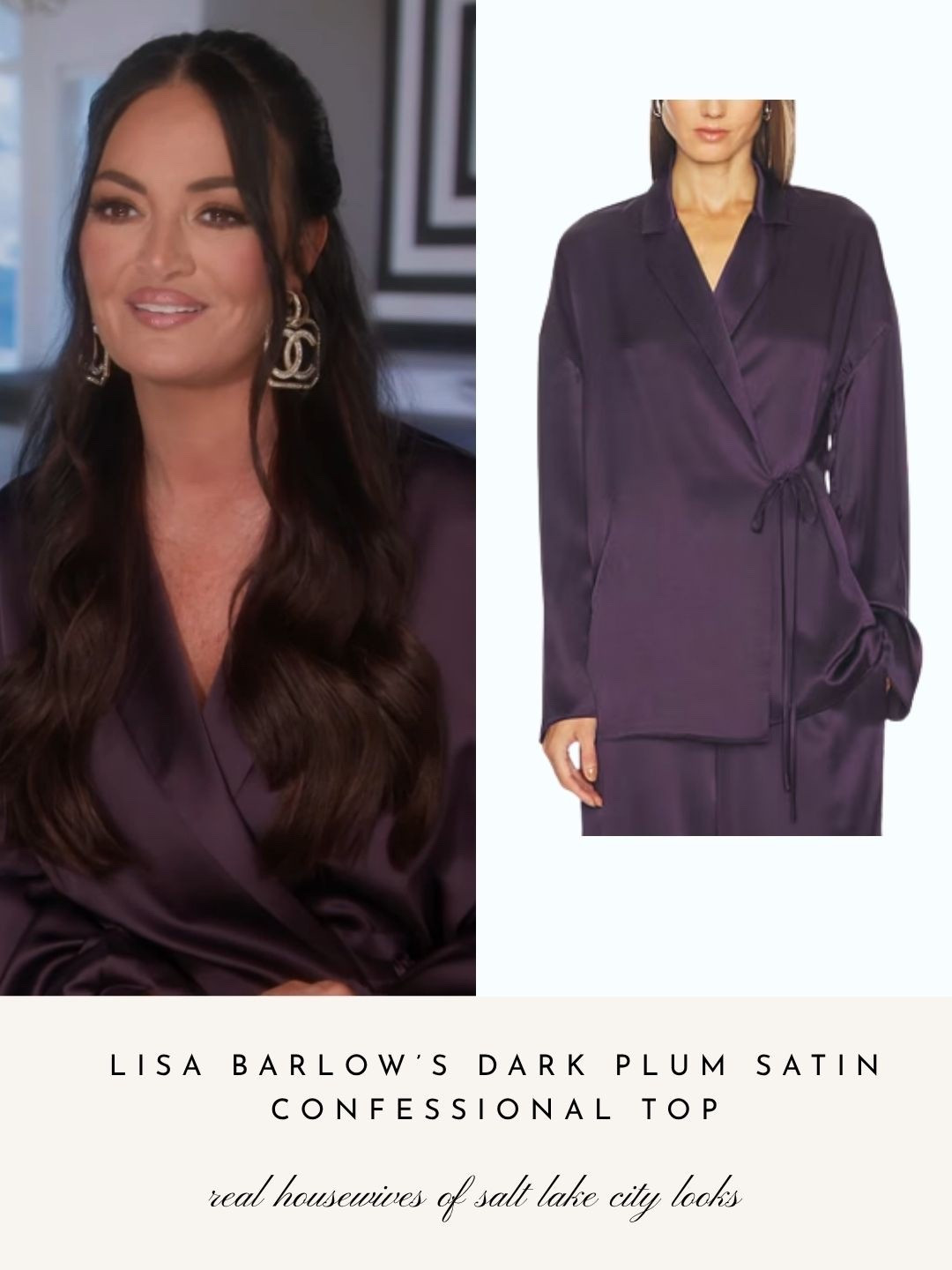 Lisa Barlow’s Plum Satin Confessional Top
