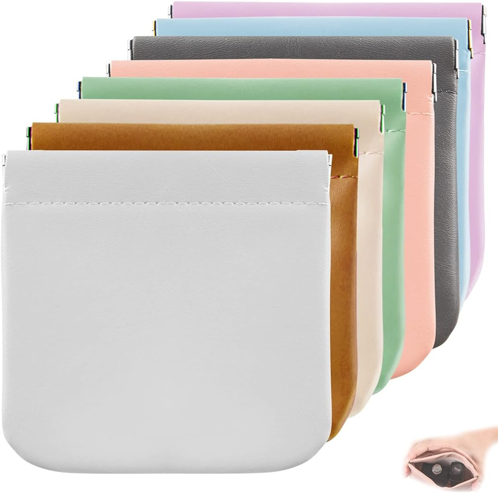 CANIPHA 8pcs Lambskin Pocket Cosmetic Bag, Waterproof Portable Small Makeup Bag No Zipper Self-cl... | Amazon (US)