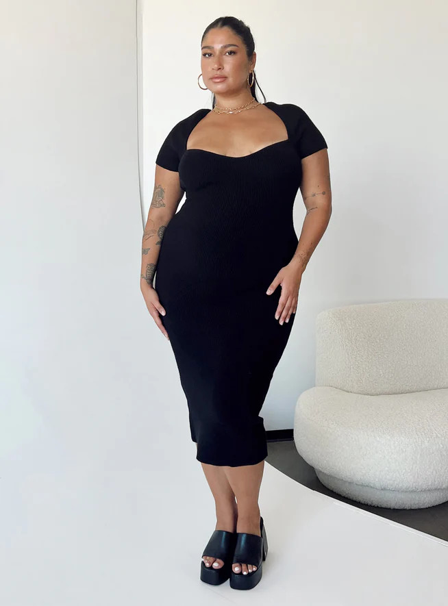 Ellisen Midi Dress Black Curve | Princess Polly US