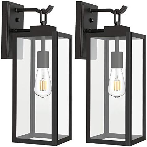 Outdoor Wall Lantern with Dusk to Dawn Photocell, Matte Black Porch Lights Exterior Wall Lighting... | Amazon (US)