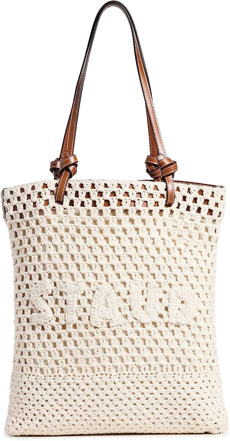 STAUD Women's Crochet Porte Tote Bag, Cream, Off White, One Size | Amazon (US)