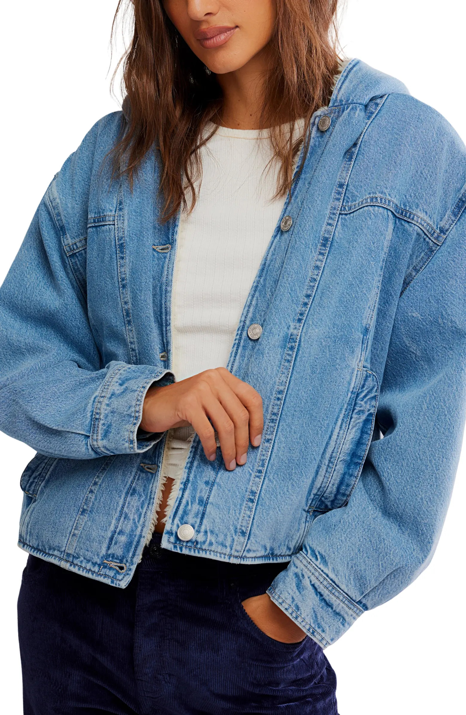 We the Free Asher Faux Shearling Lined Denim Jacket | Nordstrom Rack