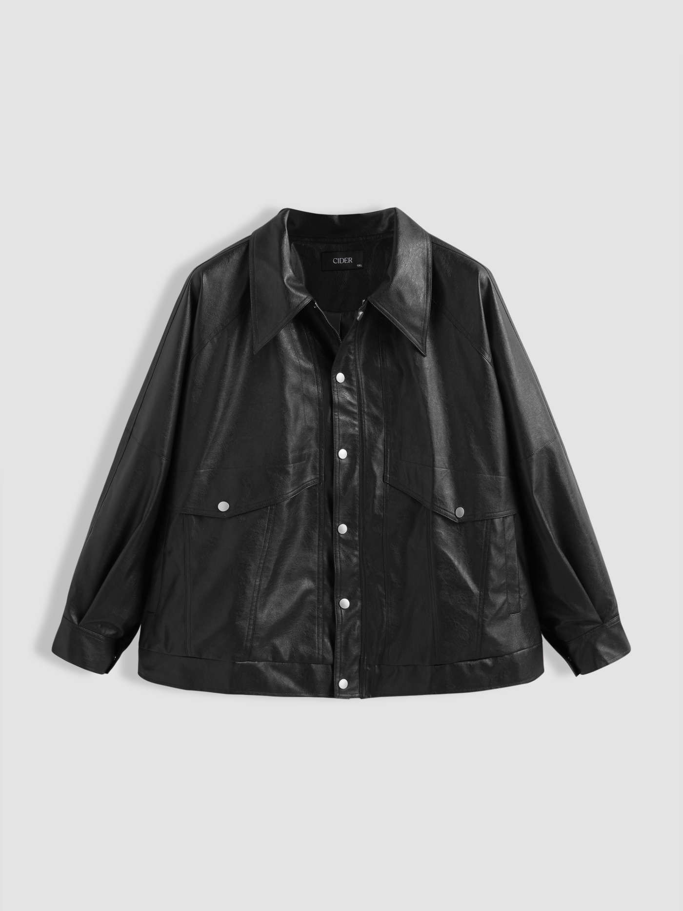 Faux Leather Curve & Plus Faux Leather Jacket For School Work | Cider