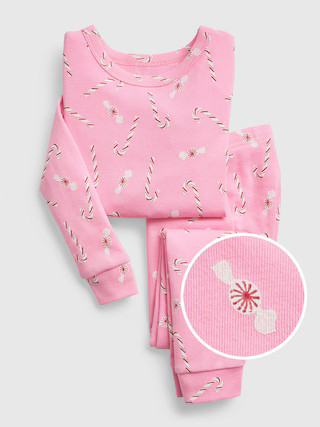 babyGap 100% Organic Cotton Candy Cane Print PJ Set | Gap (US)