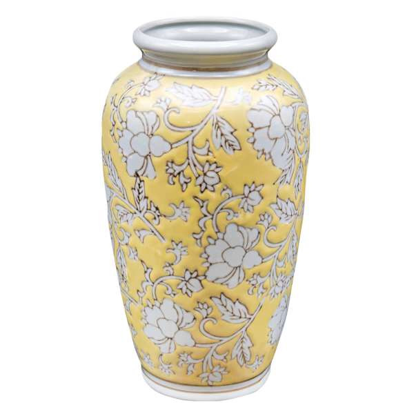 Yellow Chinoiserie Porcelain Vase, 6" | At Home