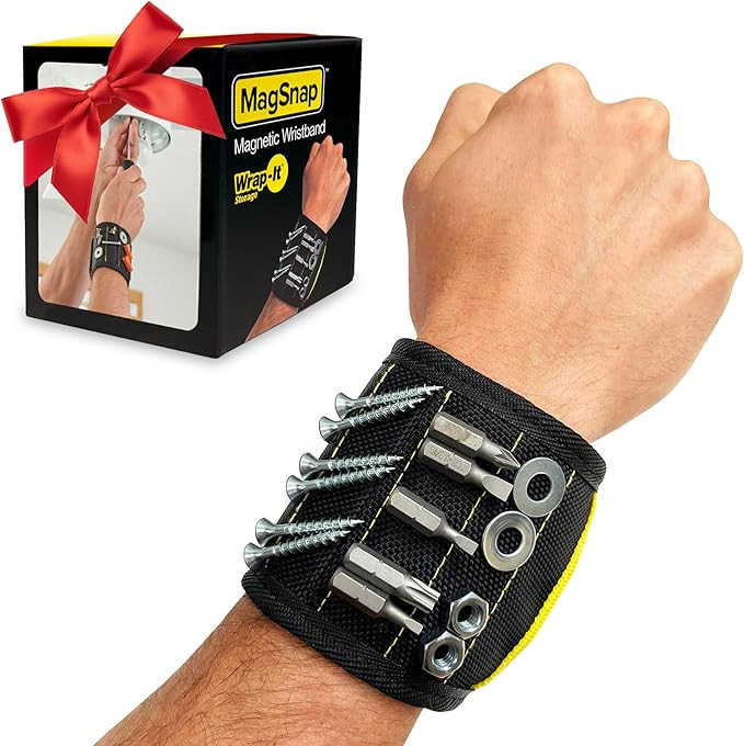 MagSnap Magnetic Wristband by Wrap-It Storage - Black - Great Father Gift Wrist Magnet Tool Belt ... | Amazon (US)