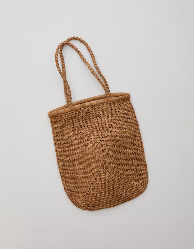 Zanatany Concepts Caramel Raffia Beach Tote Bag | American Eagle Outfitters (US & CA)