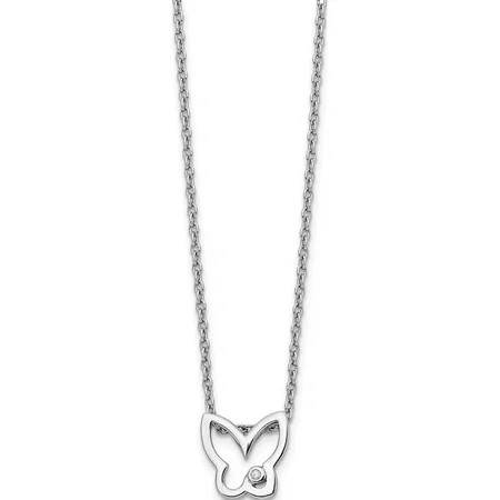 Designer Sterling Silver Ss White Ice Diamond Butterfly Necklace (Length=18.00) Made In India -Jewel | Walmart (US)