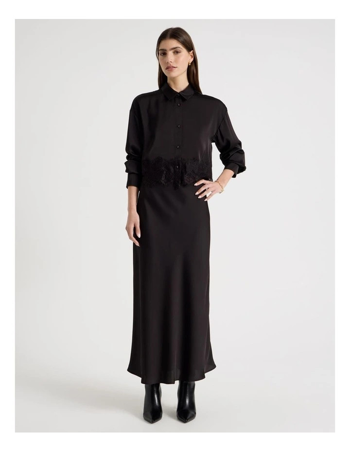 BlaqSatin Maxi Slip Skirt in Black | Myer