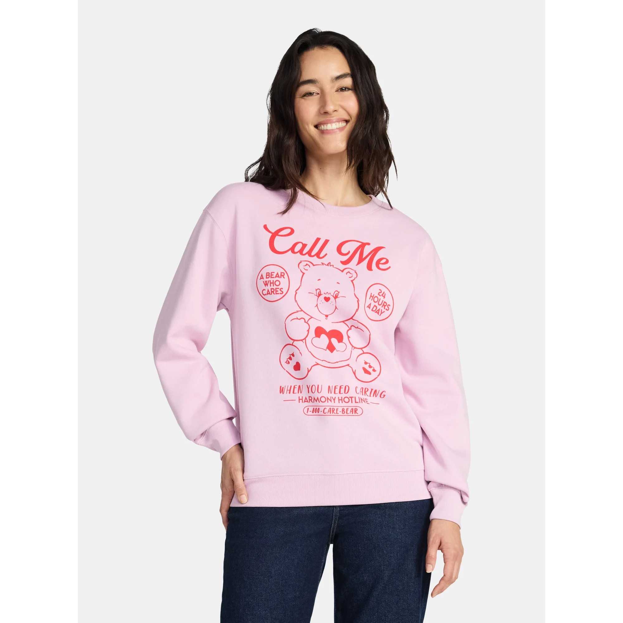 Care Bears Women's Call Me Graphic Sweatshirt with Long Sleeves, Sizes XXS-XXL | Walmart (US)