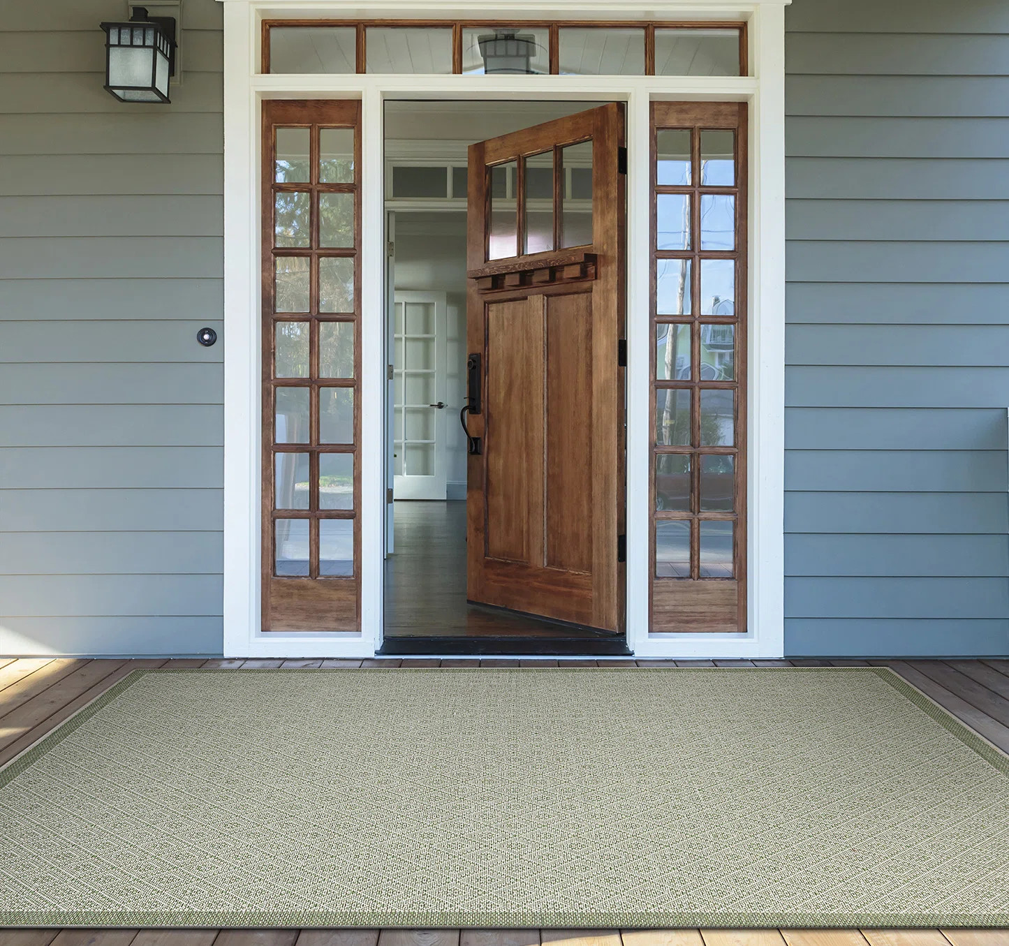 Vacaville Geometric Sand Sea Mist Green Indoor Outdoor Area Rug | Wayfair North America