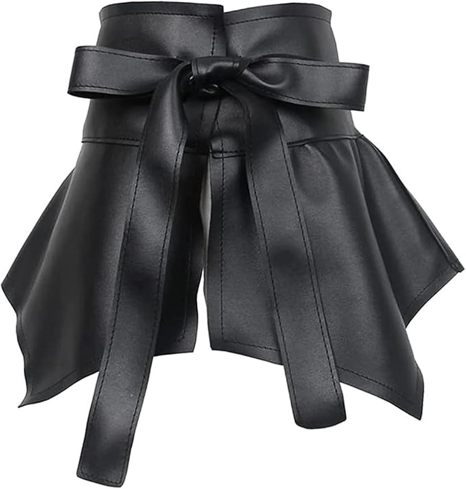 Skirt Belt, PU Leather Wide Waist Belt, Comfortable Women Ruffle Belt, Elegant Peplum Cinch Belt,... | Amazon (US)