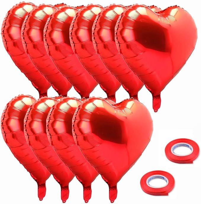 18 Inch Red Mylar Heart Balloons Foil Balloons For Valentines Day Wedding Engagement Party Decor,... | Amazon (US)