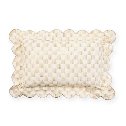 Mocha Check Lumbar Throw Pillow with Ruffle | MacKenzie-Childs