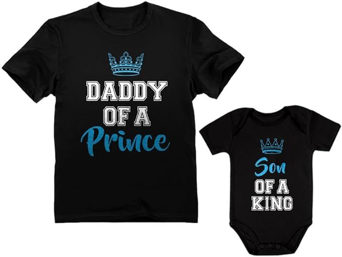 Daddy of a Prince & Son of a King Father & Baby Boy Matching Set Shirt Bodysuit | Amazon (US)