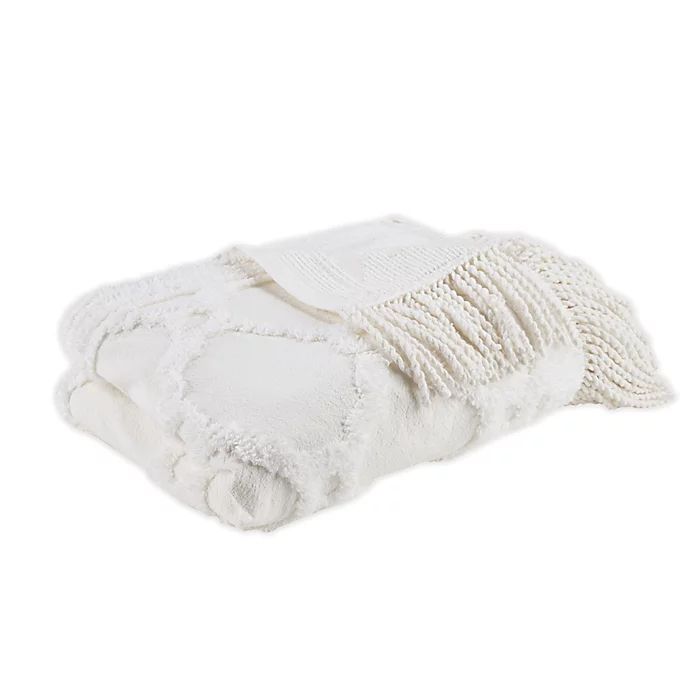 Madison Park Brianne Tufted Throw Blanket in Ivory | Bed Bath & Beyond
