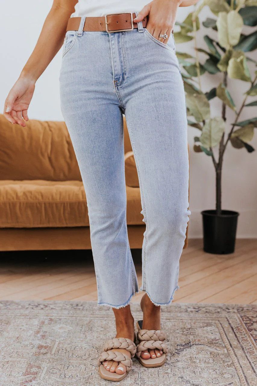 High Waisted & Faded Light Wash Straight Leg Jeans| Straight Leg Denim | Magnolia Boutique | Magnolia Boutique