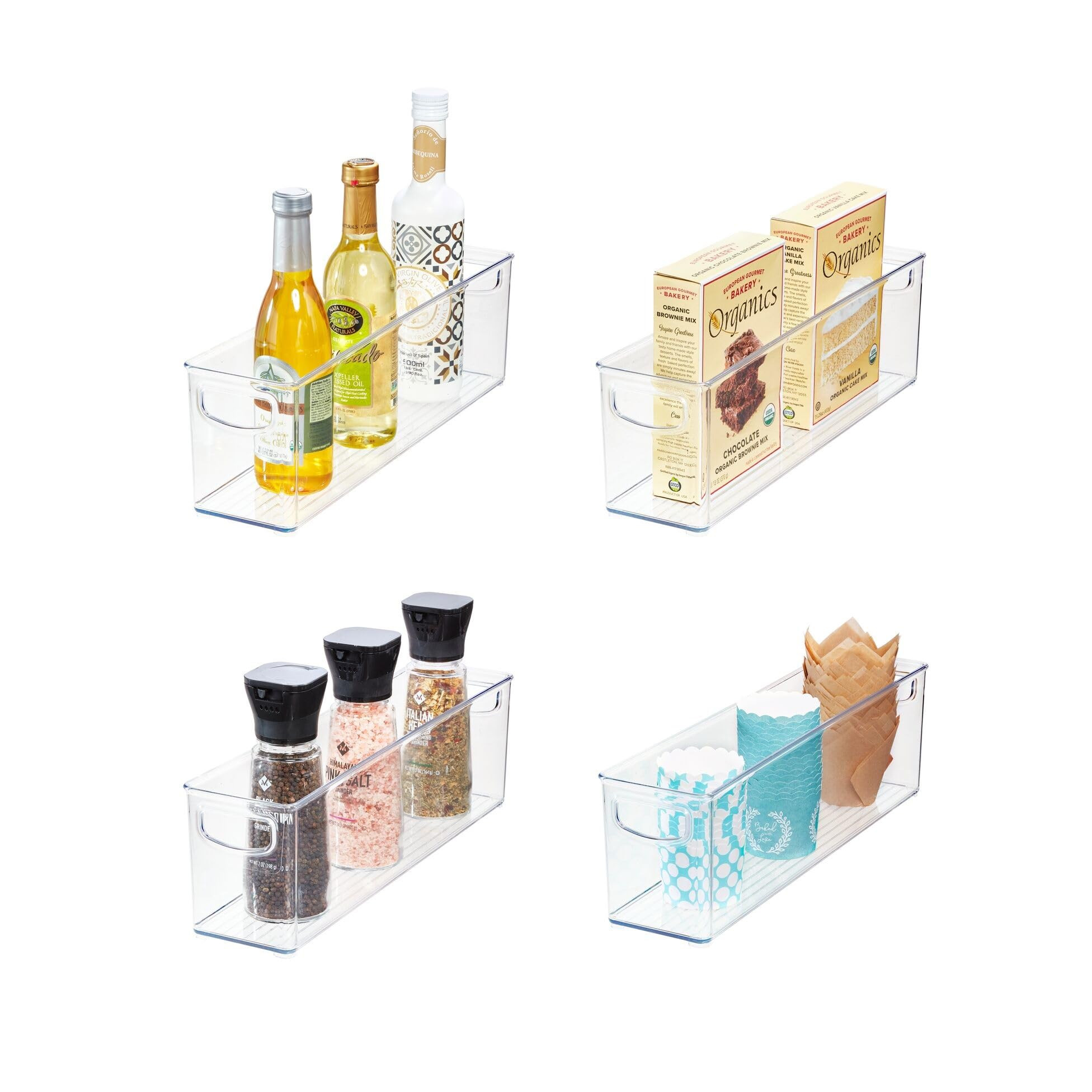 iDesign Small Stackable Storage Bins with Handles for Pantry or Fridge, Set of 4, Clear, Made in ... | Amazon (US)