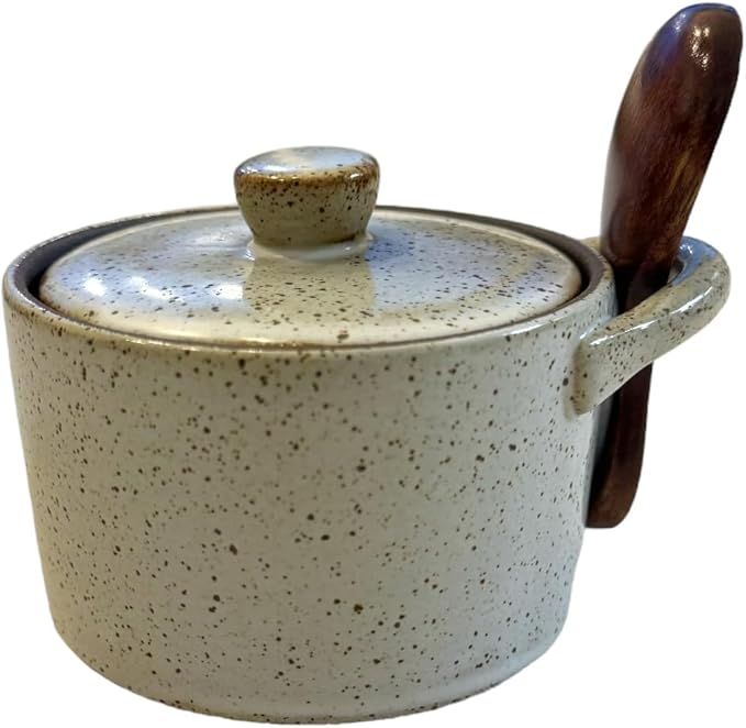 BLAKE 'N' GREY Handcrafted Speckled Ceramic Salt Cellar & Sugar Container Set with Lid and Spoon ... | Amazon (US)