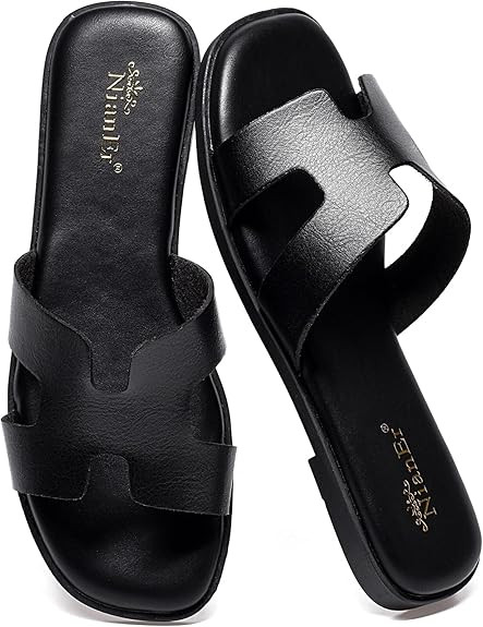 NianEr Womens Microfiber Leather Comfort Foam Support H Sandals Square Toe Dress Dressy Slip On C... | Amazon (US)