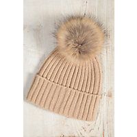 Cashmere Beanie Hat with Detachable Silver Fox and Raccoon Fur Poms | Overland