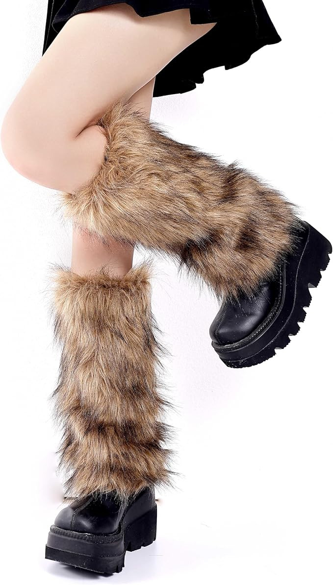 OSPNIEEK Womens Faux Fur Furry Leg Warmers | Amazon (US)