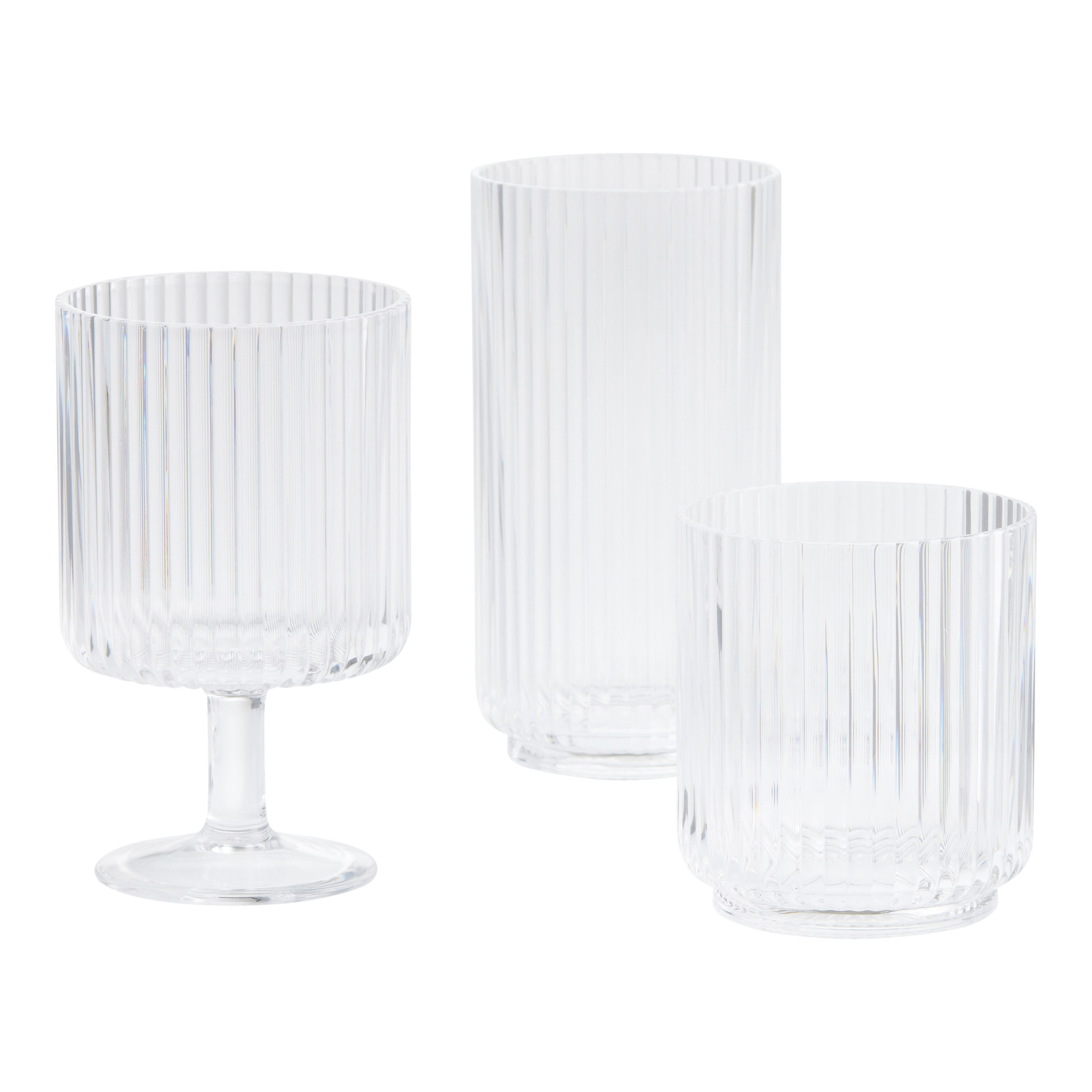 Mesa Clear Ribbed Acrylic Bar Glass | World Market