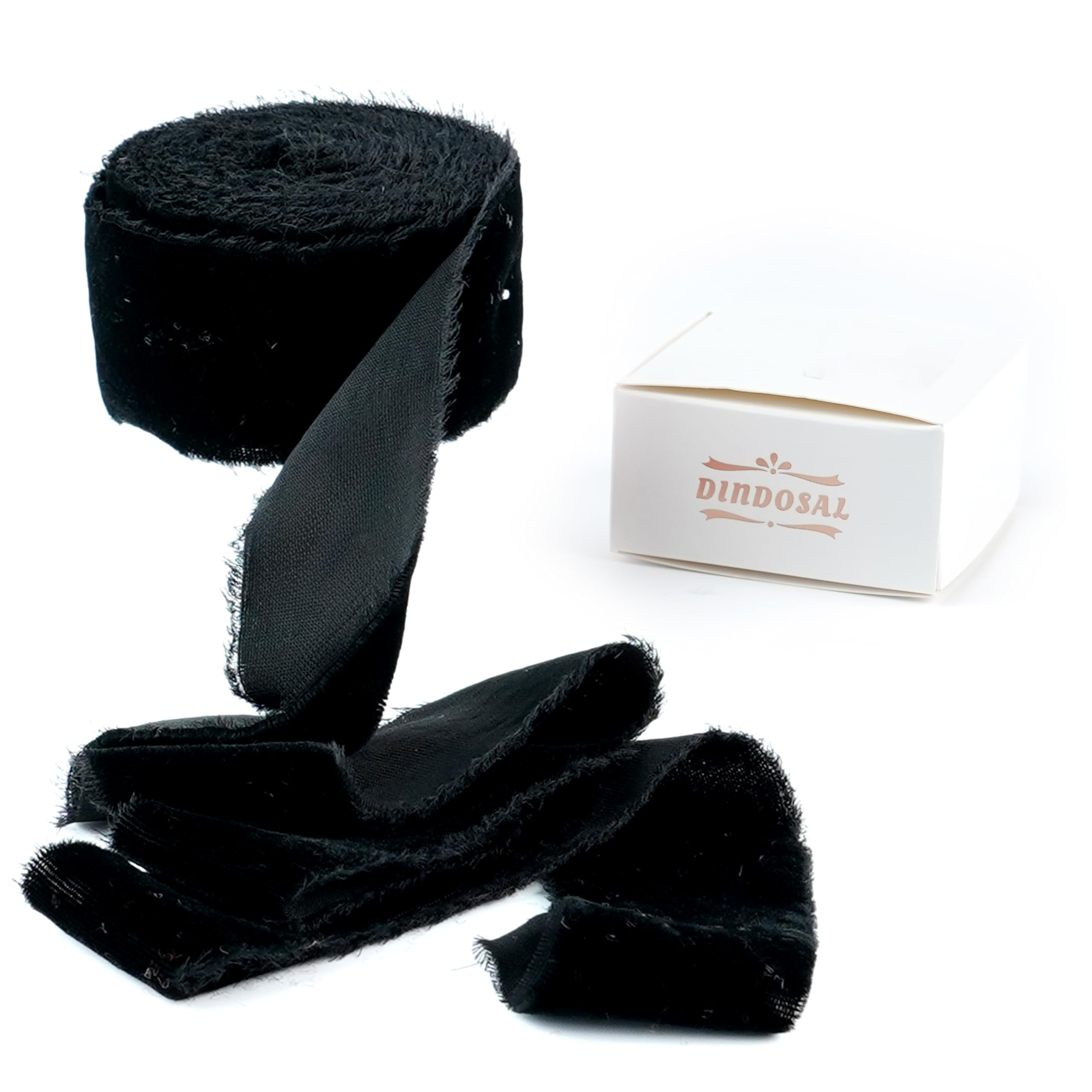 Black Velvet Ribbon - 1.5 Inch, Frayed Silk, Rustic Christmas, Gift, Boho, Wedding Invitation, Bridal Bouquet - 3 Yards | Amazon (US)