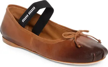 Miu Miu Ballerina Logo Band Flat (Women) | Nordstrom | Nordstrom