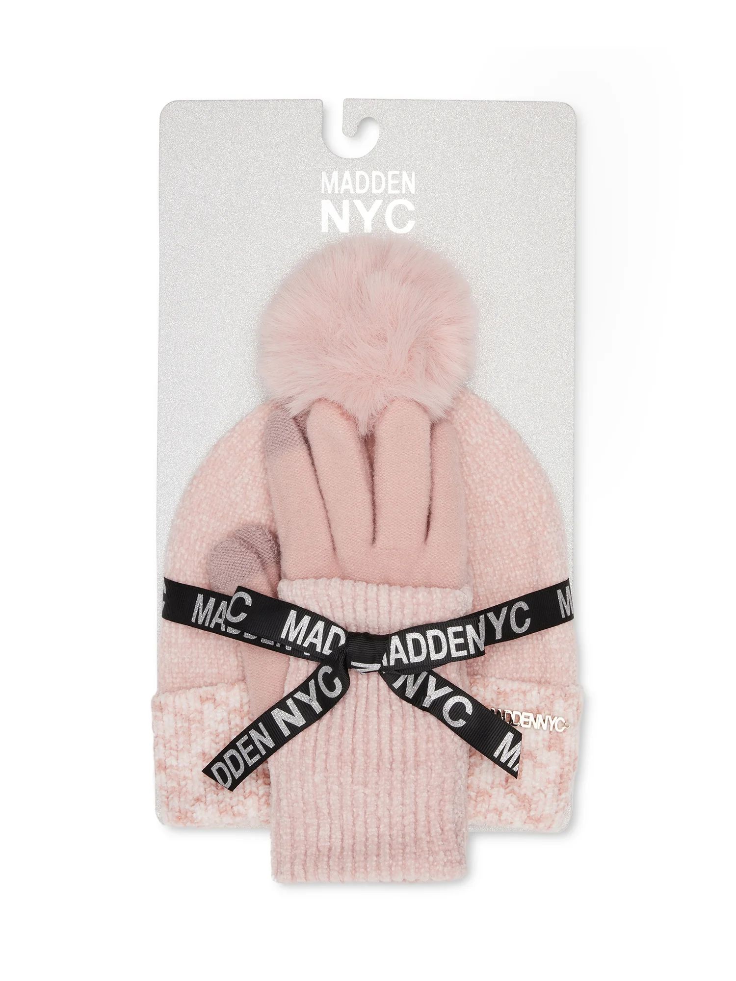 Madden Nyc Women's Chenille Beanie And Cuffed Gloves, 2-Piece Gift Set Blush | Walmart (US)