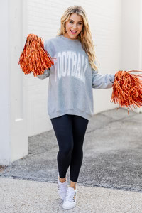 Football Block Grey Oversized Graphic Sweatshirt | Pink Lily